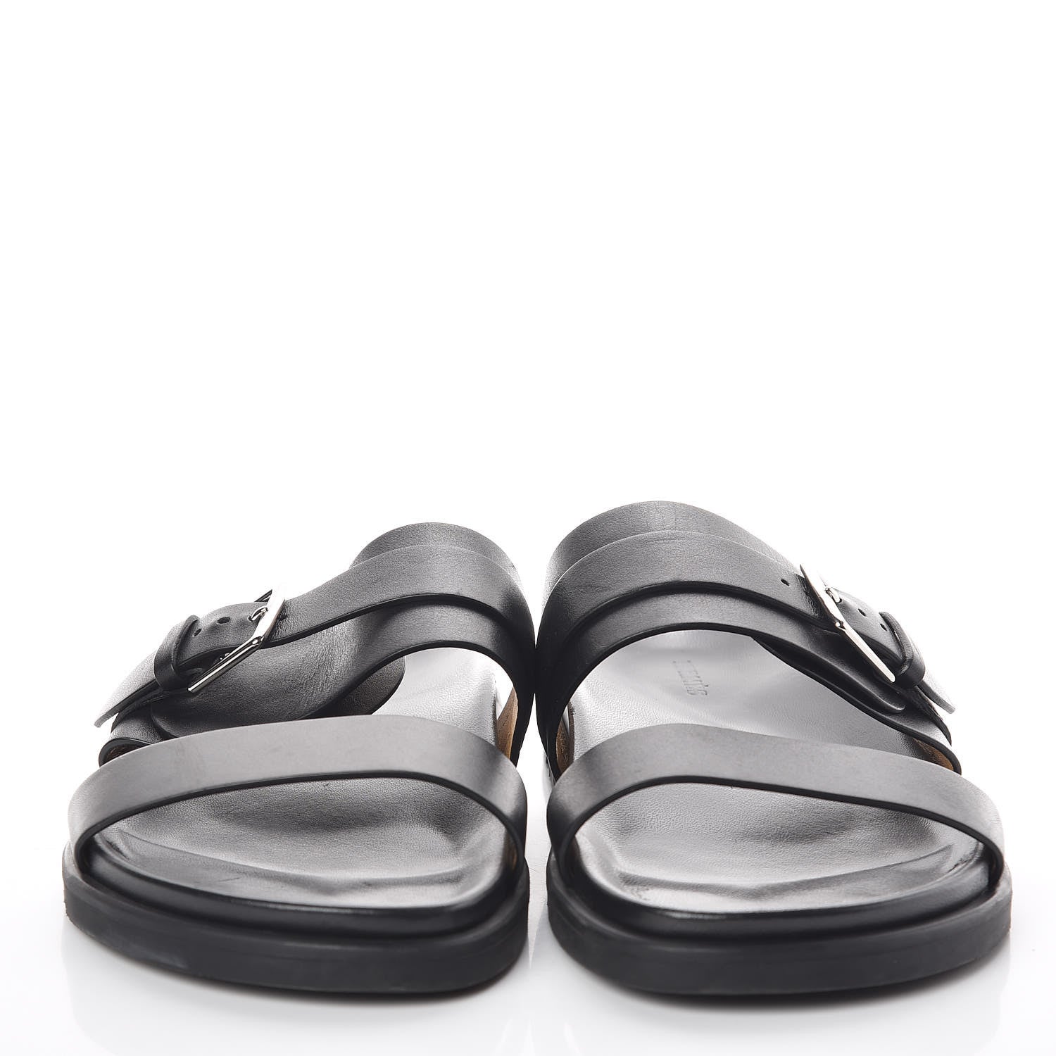Hermes Calfskin Mens Tao Sandals 44 Black 2 of 8