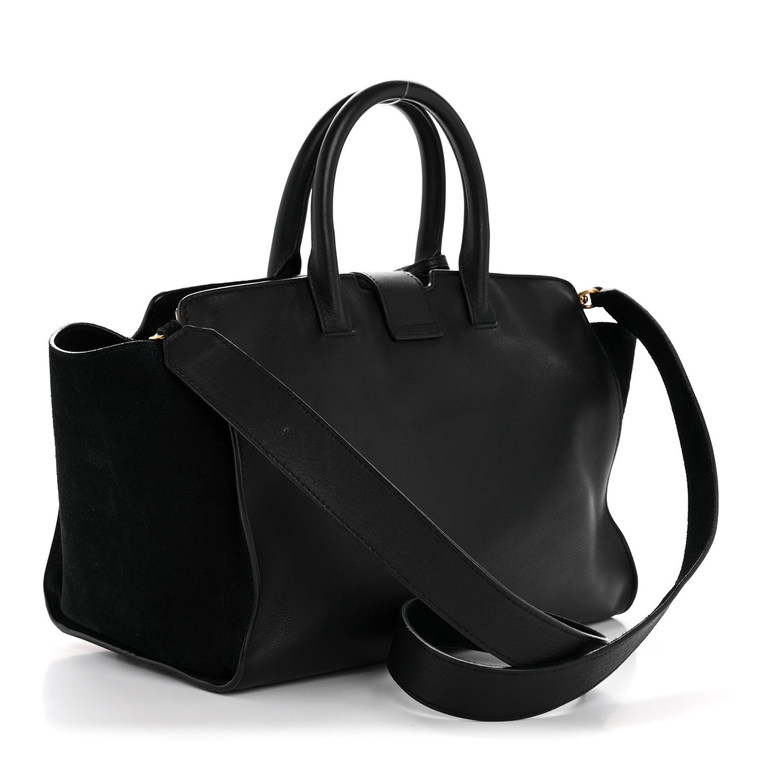 Saint Laurent Calfskin Suede Small Monogram Downtown Cabas Black 3 of 12
