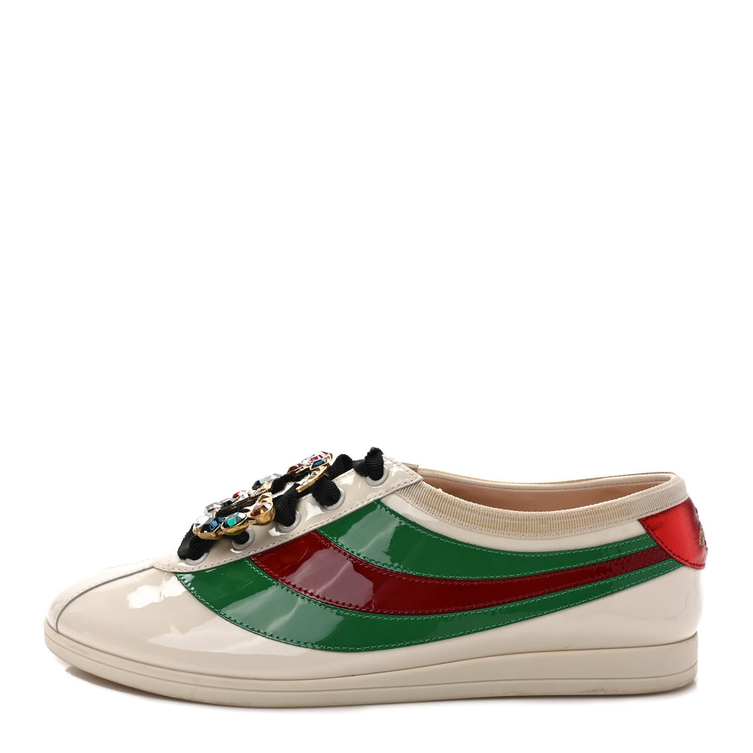 Gucci Patent Crystal Web GG Womens Falacer Sneakers 38 Mystic White 1 of 9