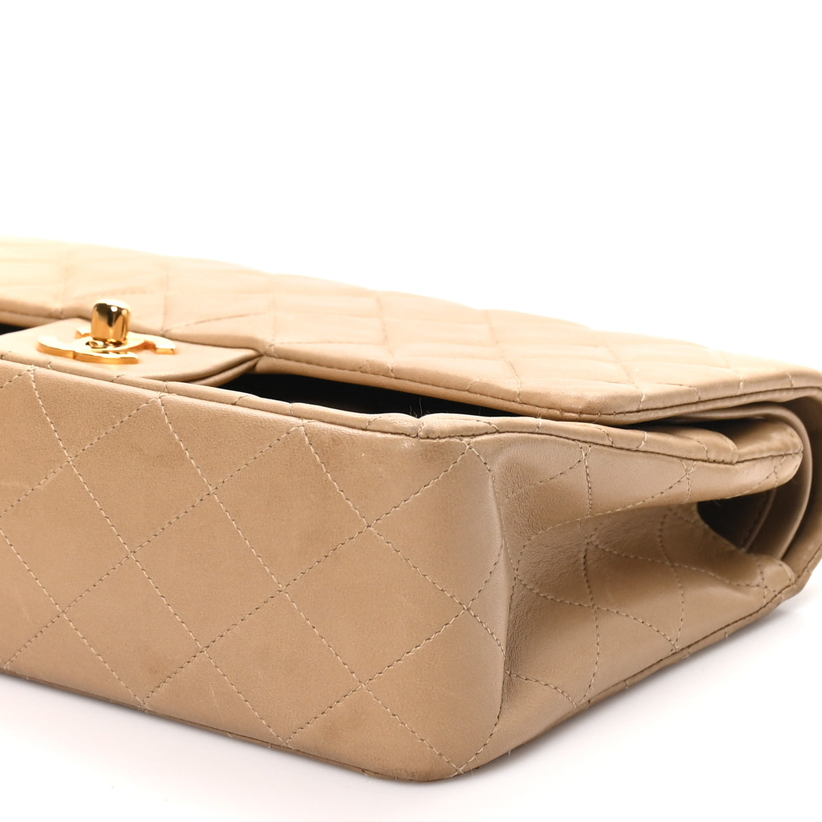 Chanel Lambskin Quilted Medium Double Flap Beige 10 of 11