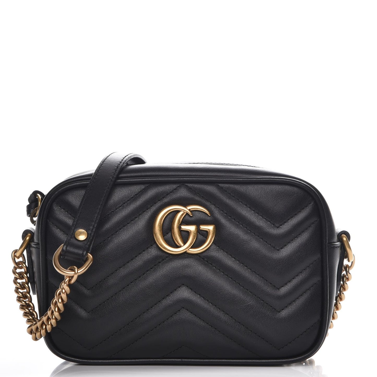 Calfskin Matelasse Mini GG Marmont Chain Shoulder Bag Black