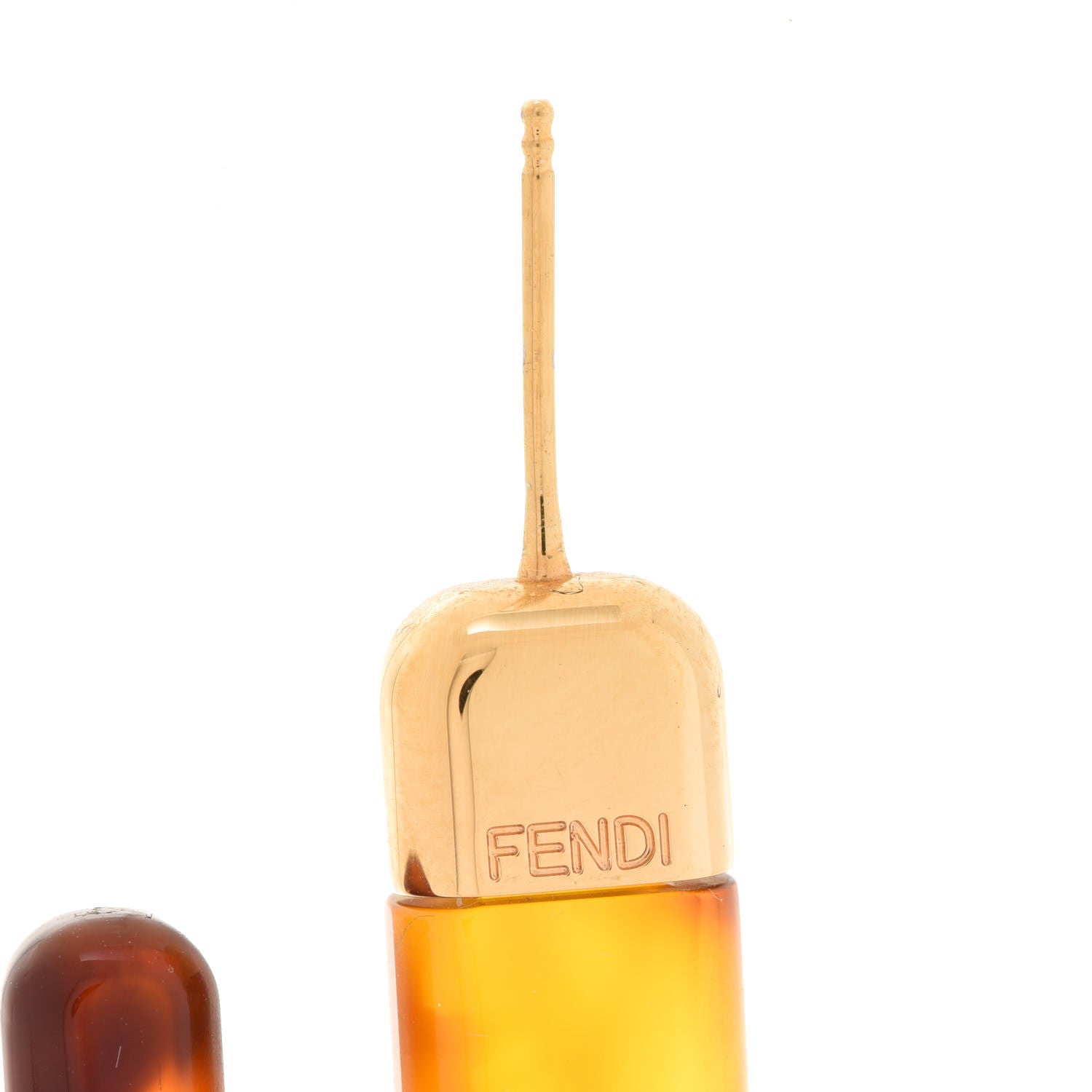 Fendi Plexiglass F Earrings Brown 5 of 6