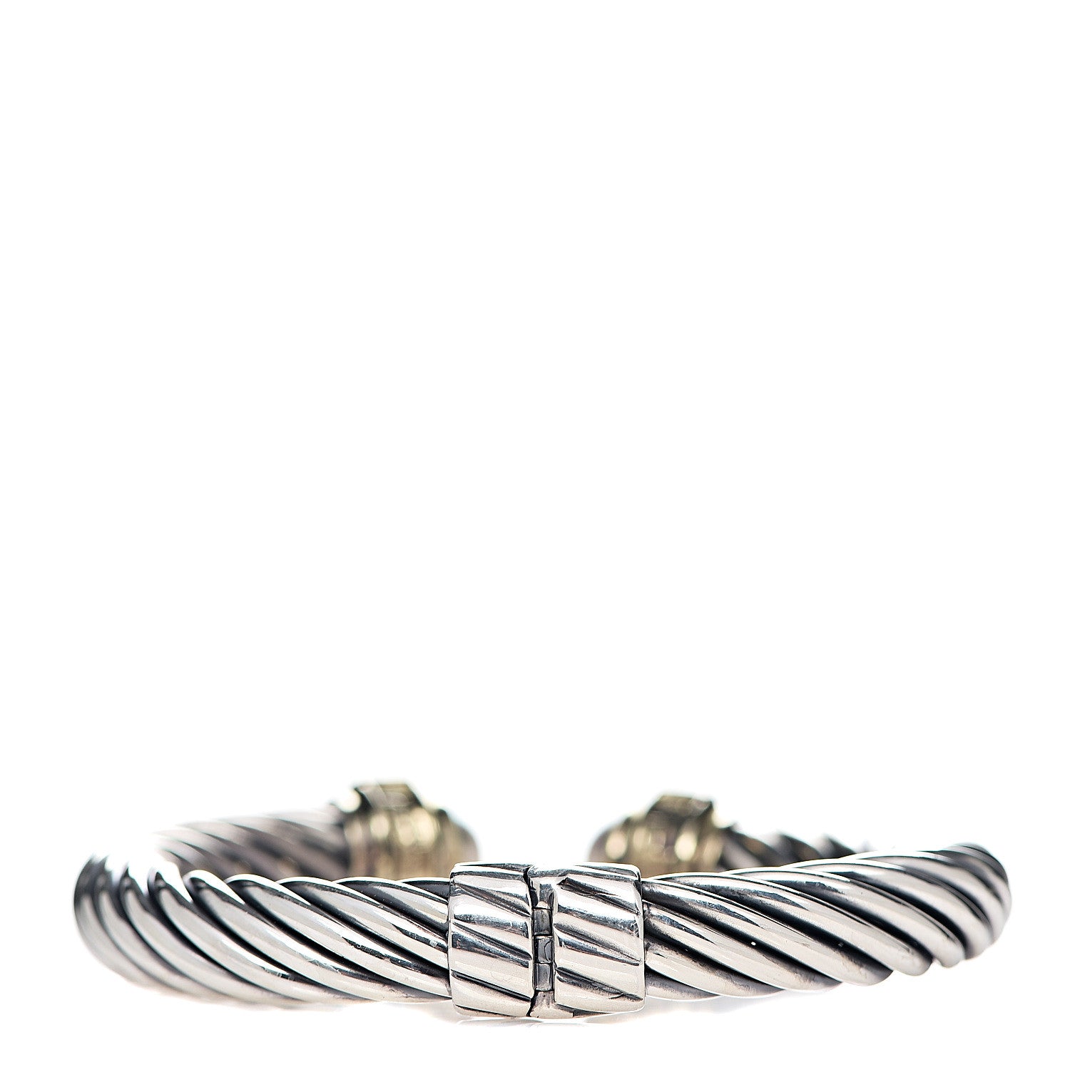 David Yurman Sterling Silver 14K Yellow Gold Amethyst Pearl 10mm Cable Classics Bracelet 2 of 4