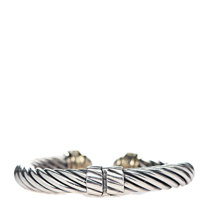 David Yurman Sterling Silver 14K Yellow Gold Amethyst Pearl 10mm Cable Classics Bracelet 2 of 4