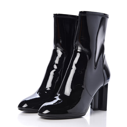 Louis Vuitton Patent Silhouette Ankle Boots 38.5 Black 3 of 9