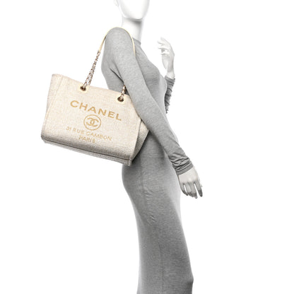 Chanel Woven Straw Raffia Small Deauville Tote Light Beige 2 of 11