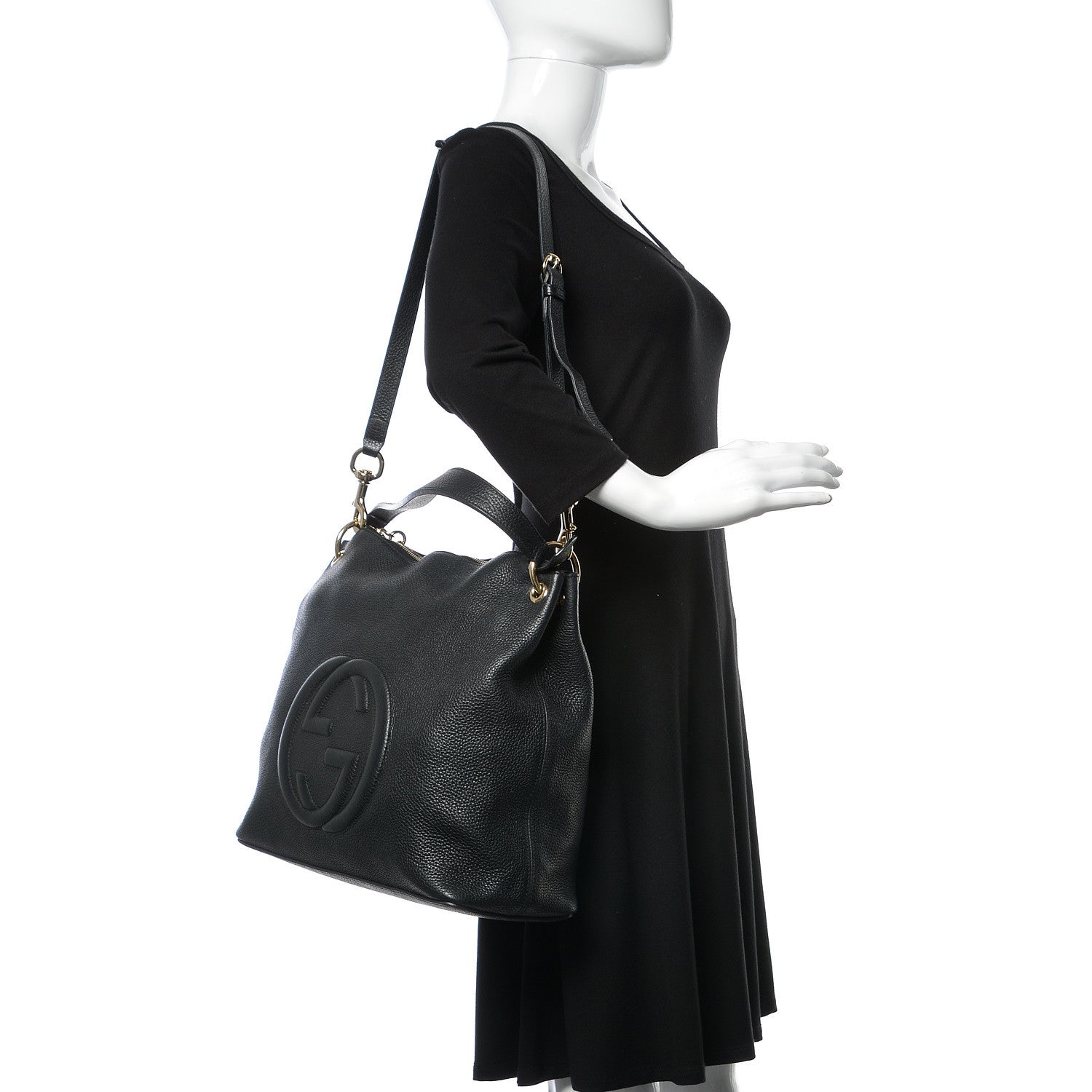 Gucci Pebbled Calfskin Large Soho Hobo Black 2 of 9
