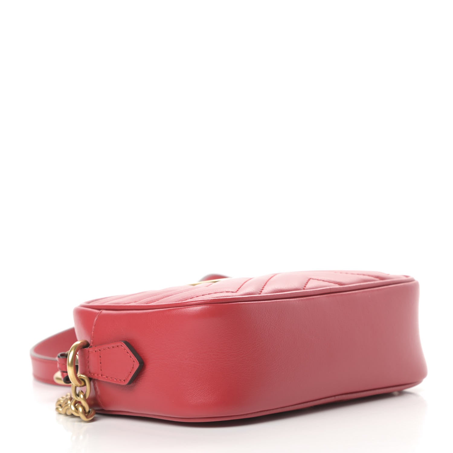 Gucci Calfskin Matelasse Mini GG Marmont Chain Shoulder Bag Hibiscus Red 4 of 10