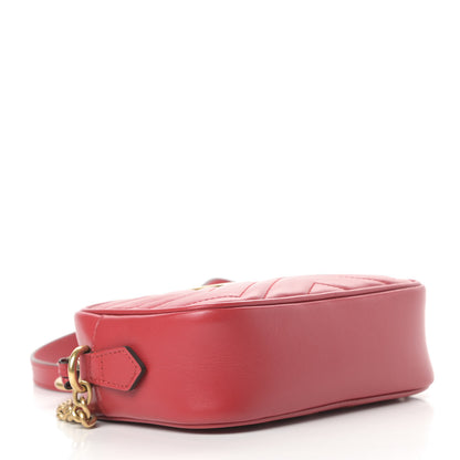 Gucci Calfskin Matelasse Mini GG Marmont Chain Shoulder Bag Hibiscus Red 4 of 10