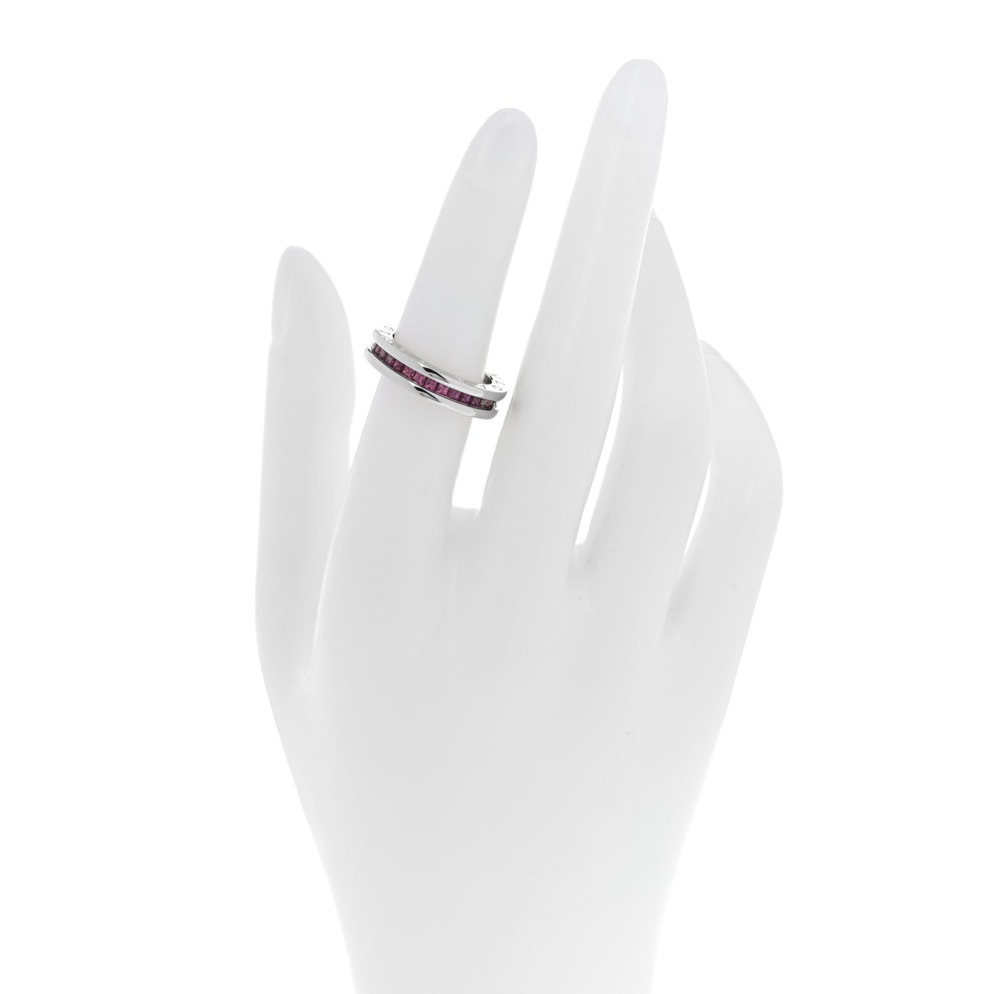 18K White Gold Garnet B.Zero1 One-Band Ring 52 6