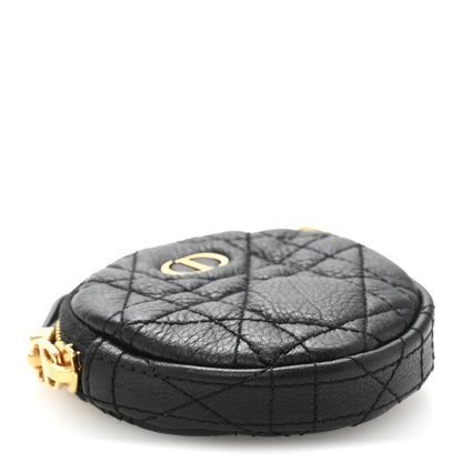 Christian Dior Supple Calfskin Cannage Round Detachable Caro Coin Purse Black 4 of 8
