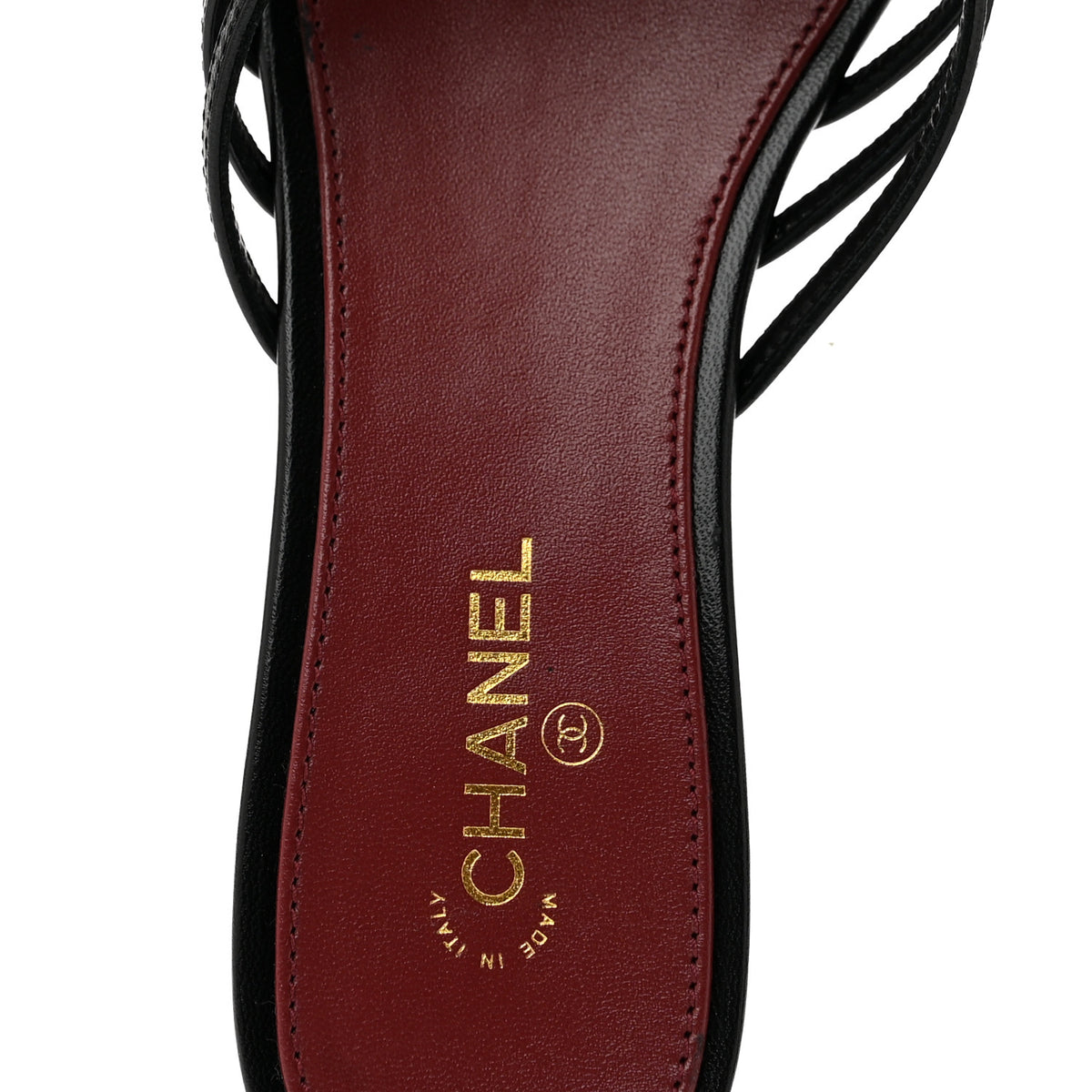 Goatskin Caged CC Slide Sandals 37 Black