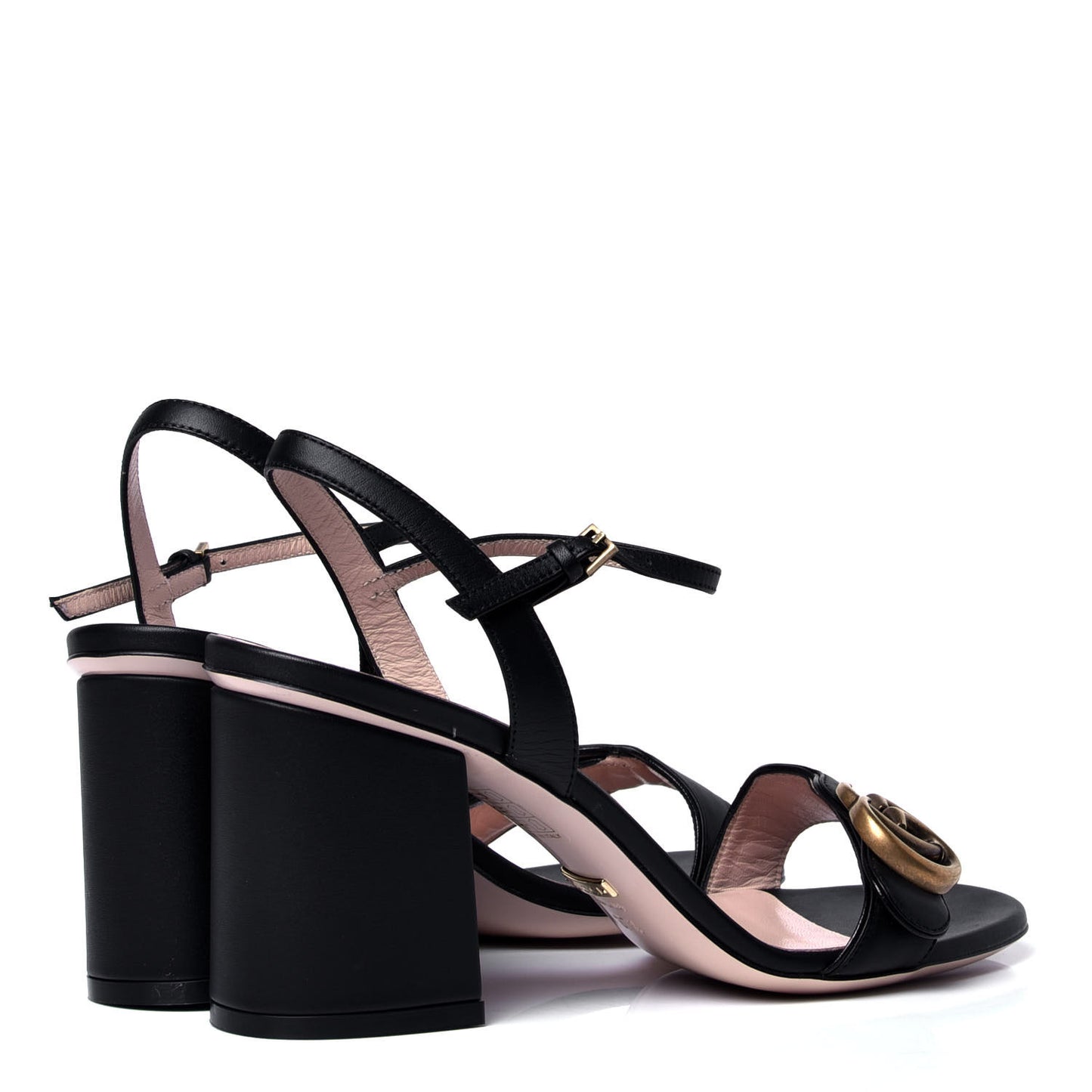 Lifford Calfskin GG Marmont Ankle Wrap 75mm Sandals 37.5 Black