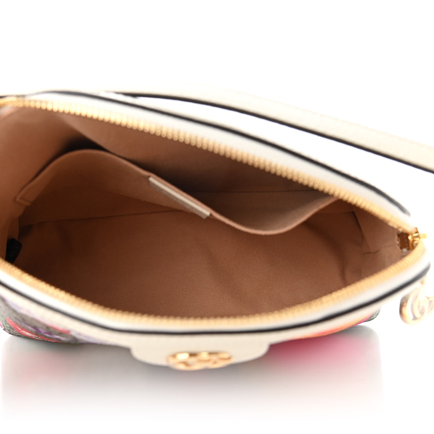 GG Supreme Monogram Flora Web GG Small Ophidia Dome Shoulder Bag White