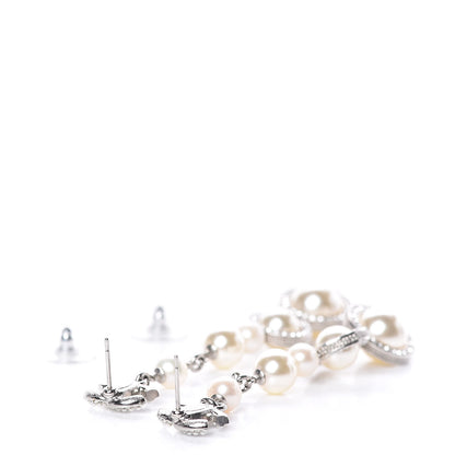 Chanel Crystal Pearl CC Drop Earring Silver 4 of 5