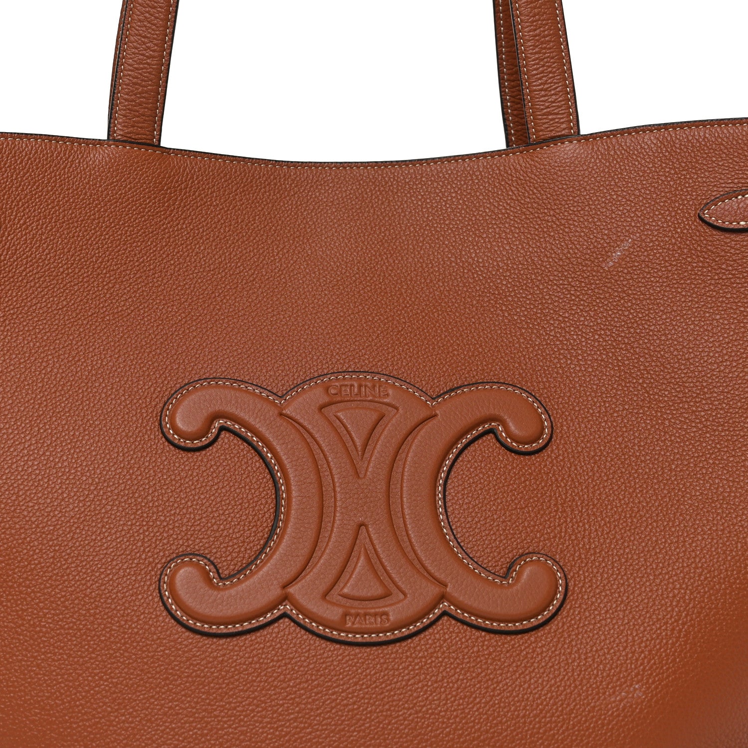 Celine Grained Calfskin Triomphe Medium Cabas Anais Tan 7 of 9