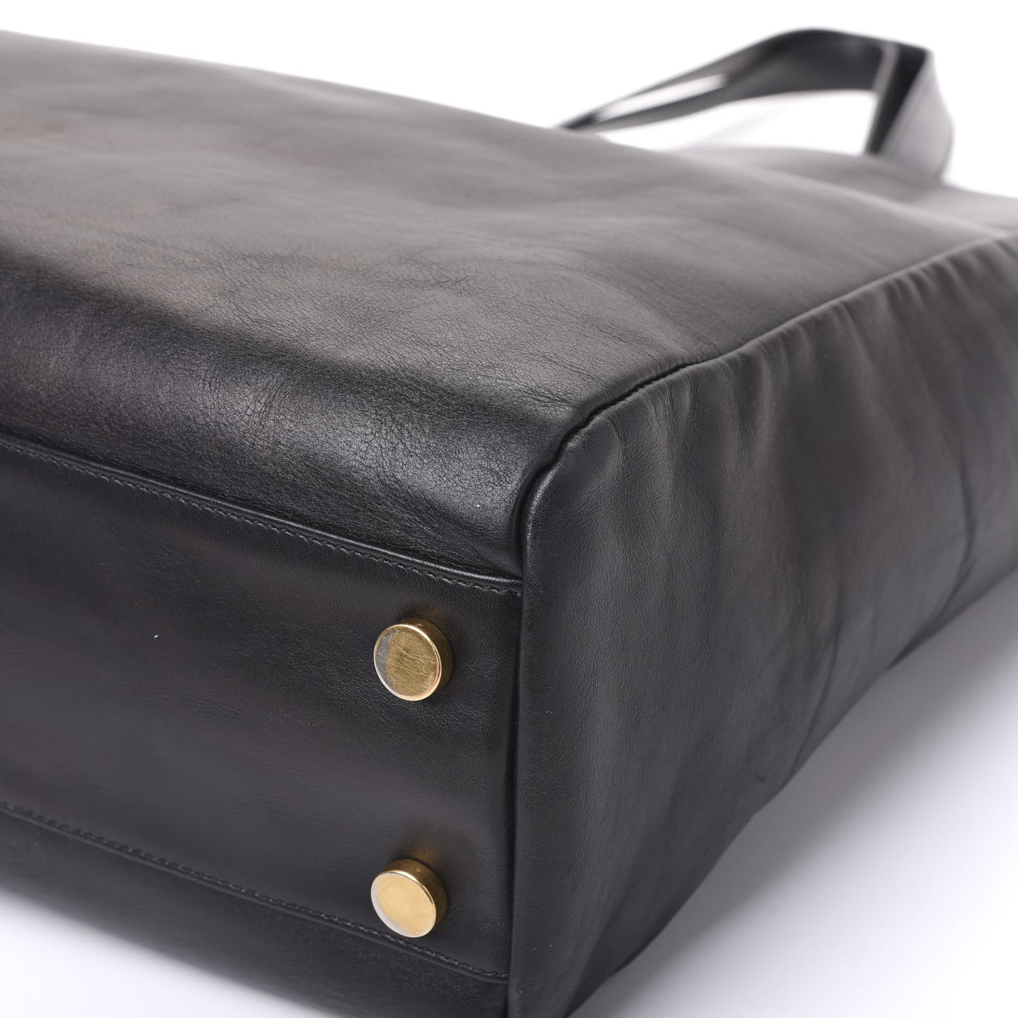 Calfskin Suede North South Reversible Shopping Tote Black