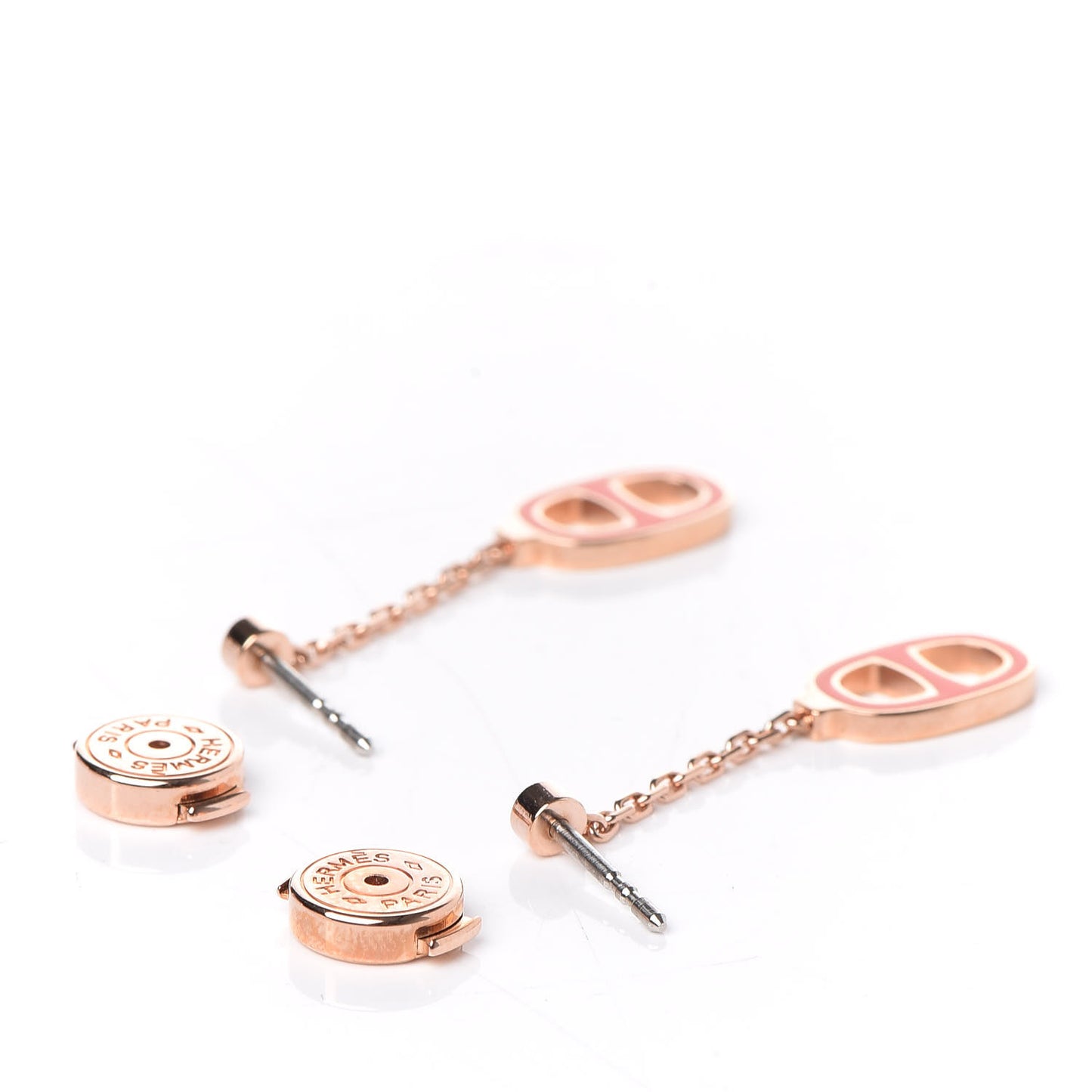 Rose Gold Lacquered Farandole Drop Earrings Orange Fonce