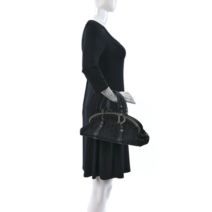 Christian Dior Monogram Vintage Flowers Frame Satchel Black 2 of 11