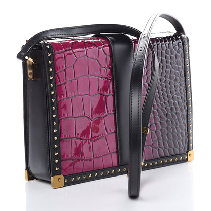 MCM Calfskin Crocodile Embossed Mitte Degrade Kroko Shoulder Bag Purple 3 of 9