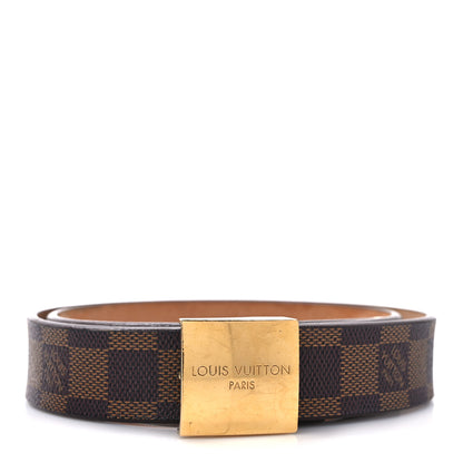Louis Vuitton Damier Ebene LV Paris Buckle Belt 80 32 Gold 1 of 11