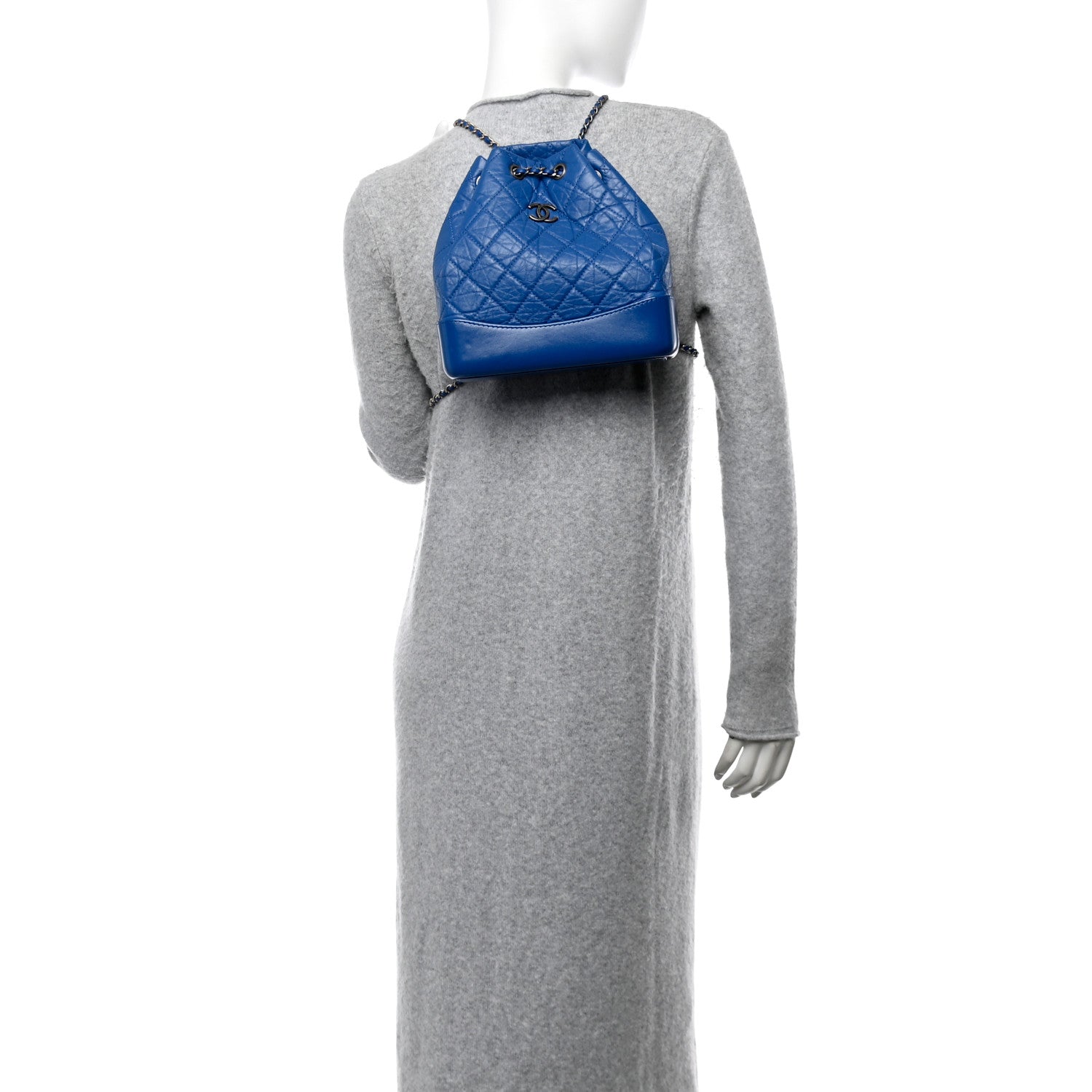 Chanel Aged Calfskin Quilted Gabrielle Backpack Blue 2 of 10