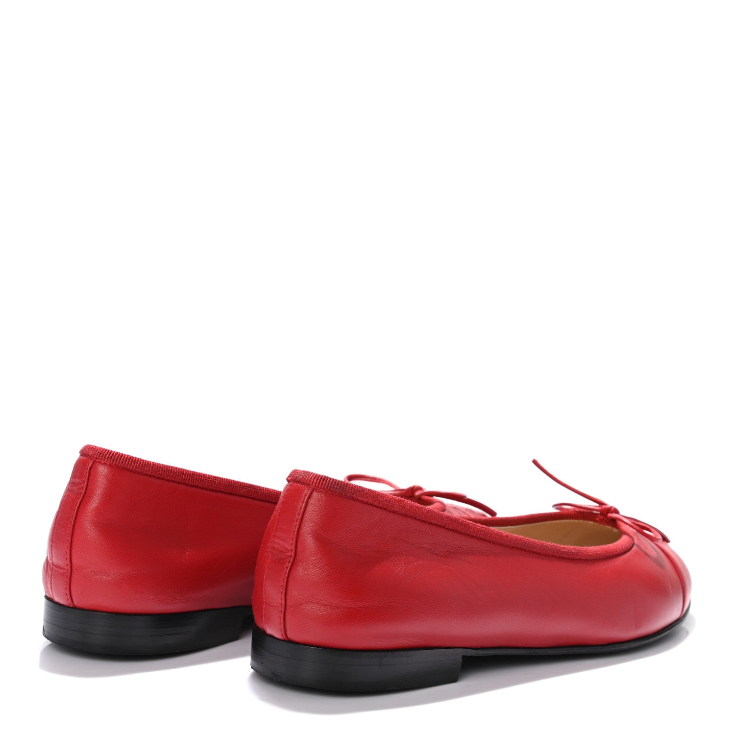Chanel Lambskin Cap Toe Ballerina Flats 37.5 Red 4 of 7