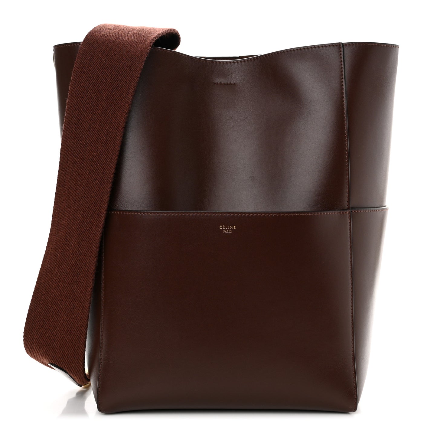 Natural Calfskin Sangle Bucket Bag Seau Wine