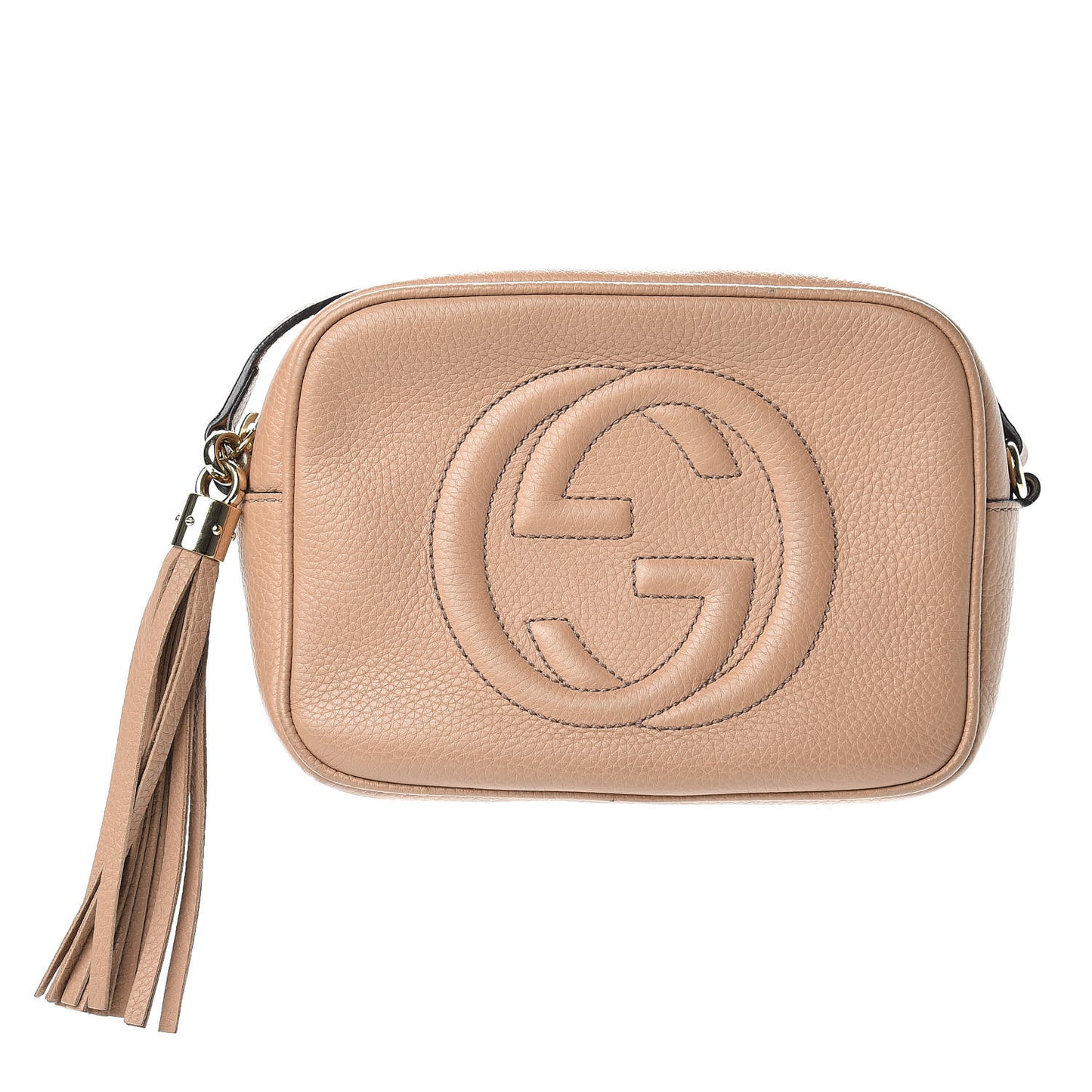 Pebbled Calfskin Small Soho Disco Bag Rose Beige