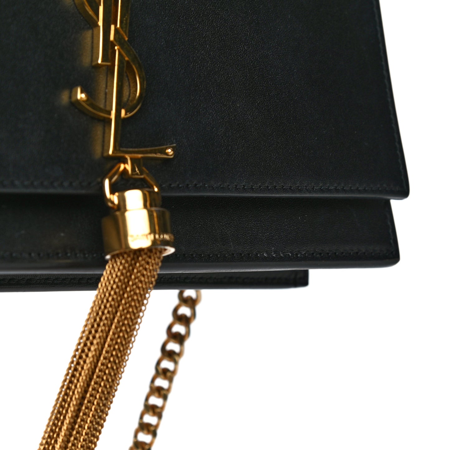 Smooth Calfskin Classic Monogram Kate Tassel Chain Wallet Black