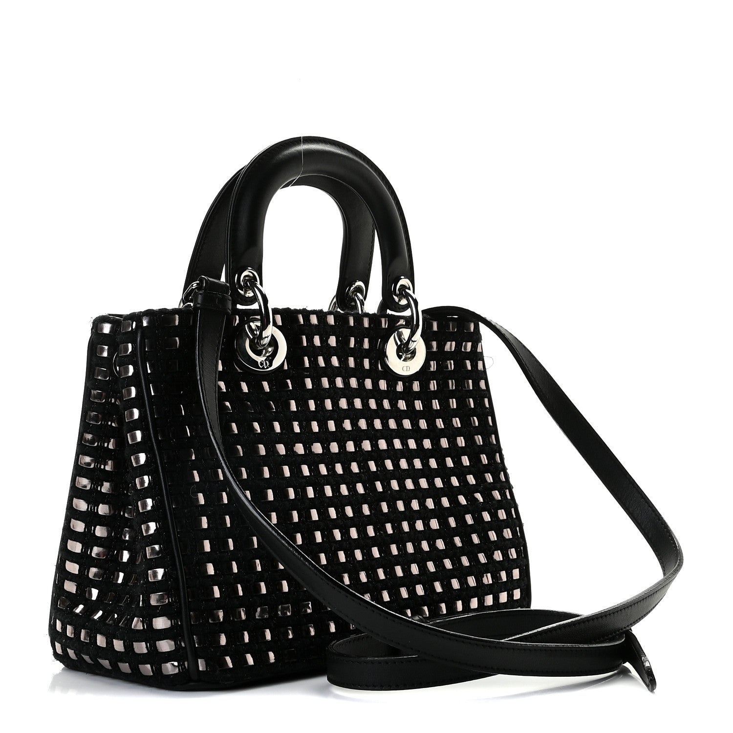 Christian Dior Metallic Tweed Small Diorissimo Black Silver 2 of 11