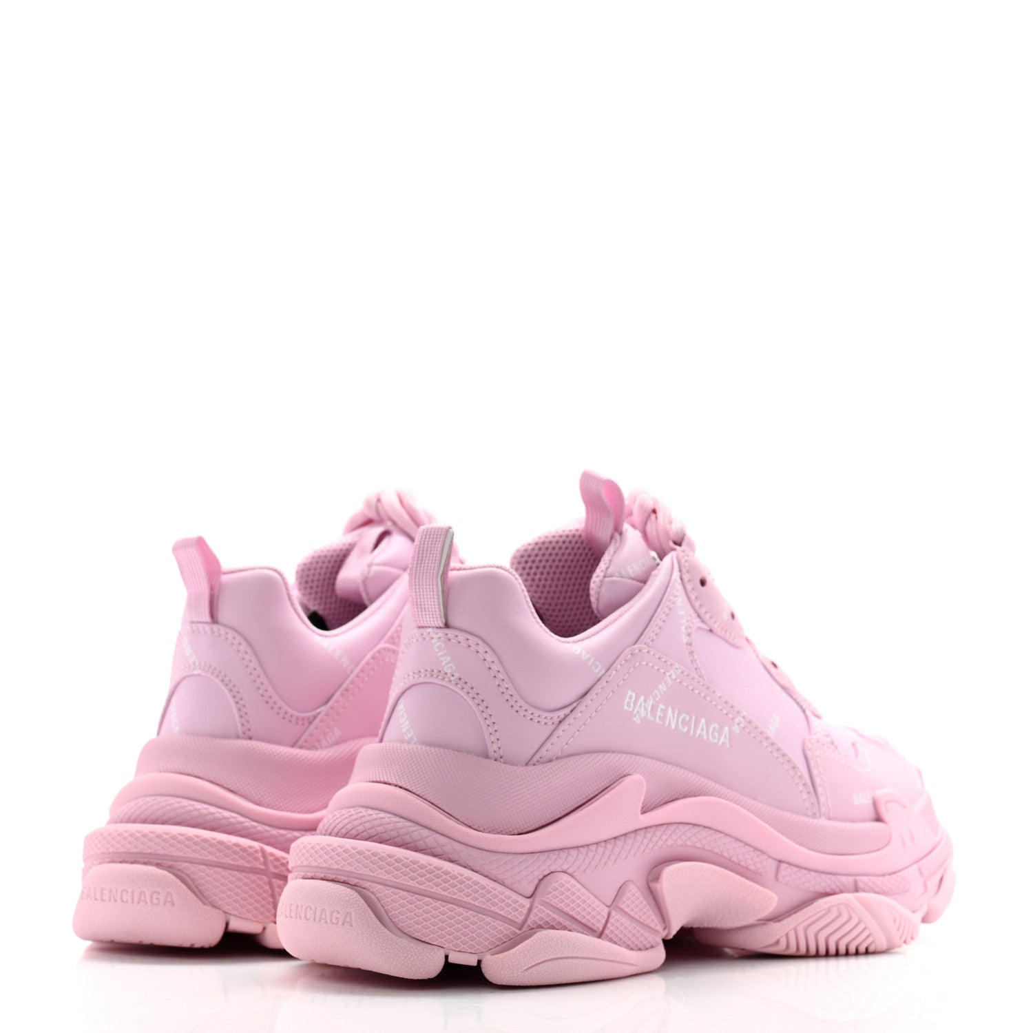 Balenciaga Technical Fabric Mesh Allover Logo Womens Triple S Sneakers 37 Pink White 4 of 7