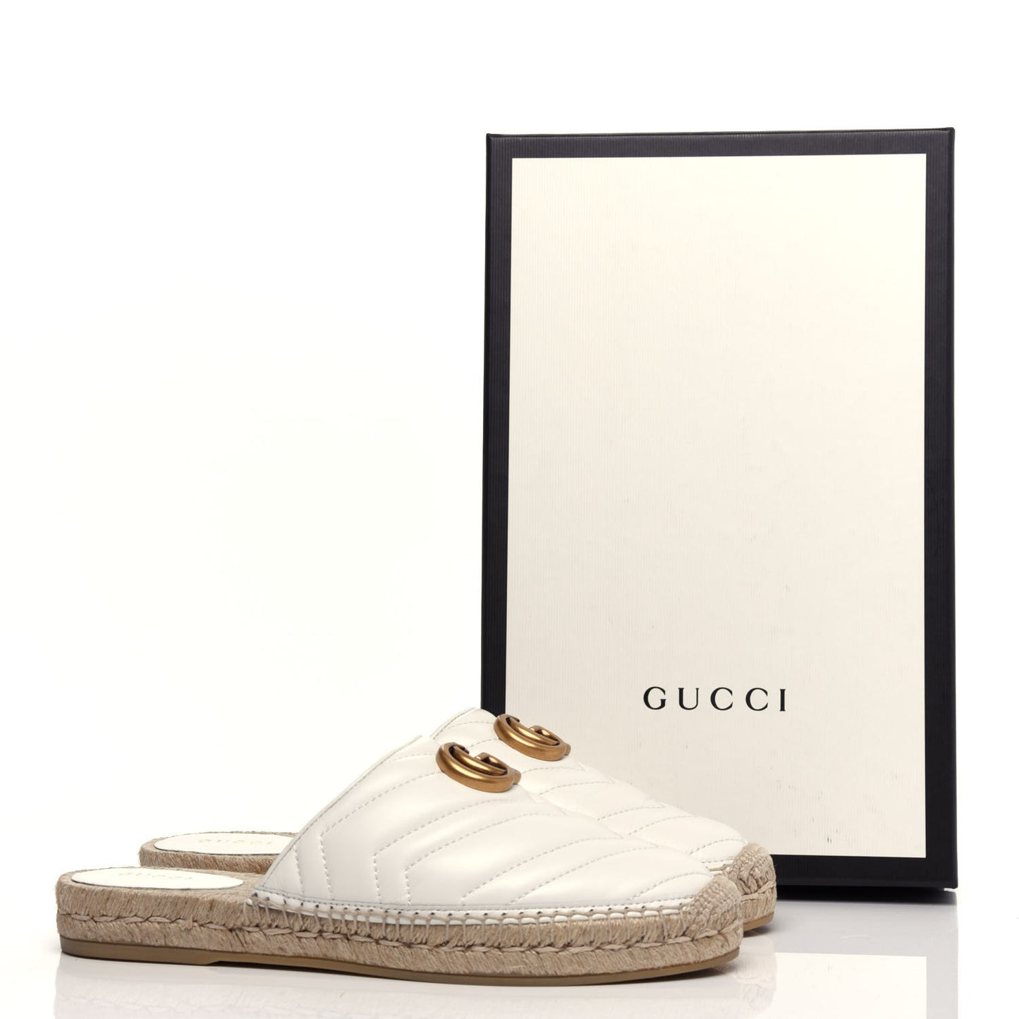 Nappa Matelasse GG Marmont Espadrille Slippers 38 Great White