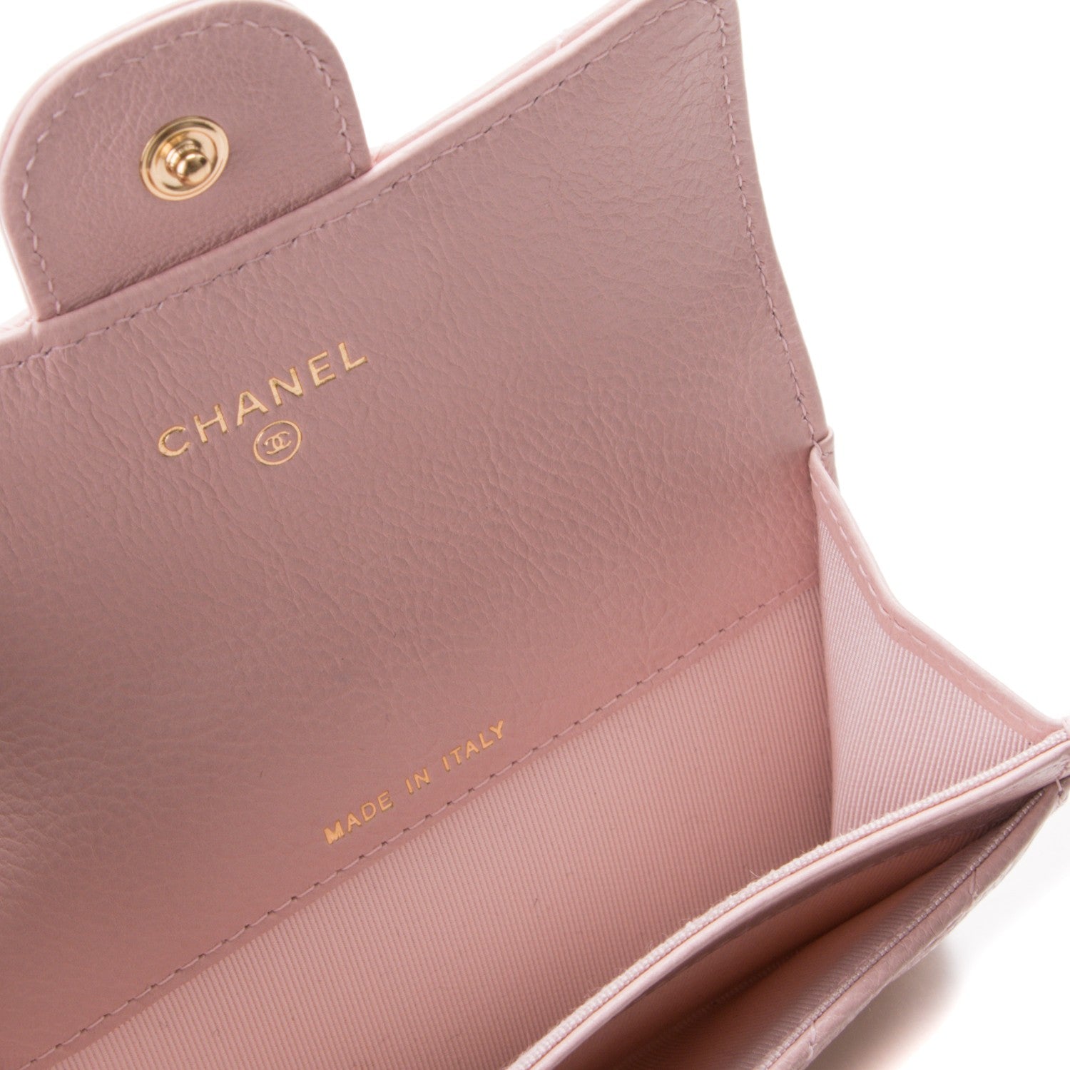 Chanel Calfskin Chevron Quilted Card Holder Wallet Light Pink 8 of 11