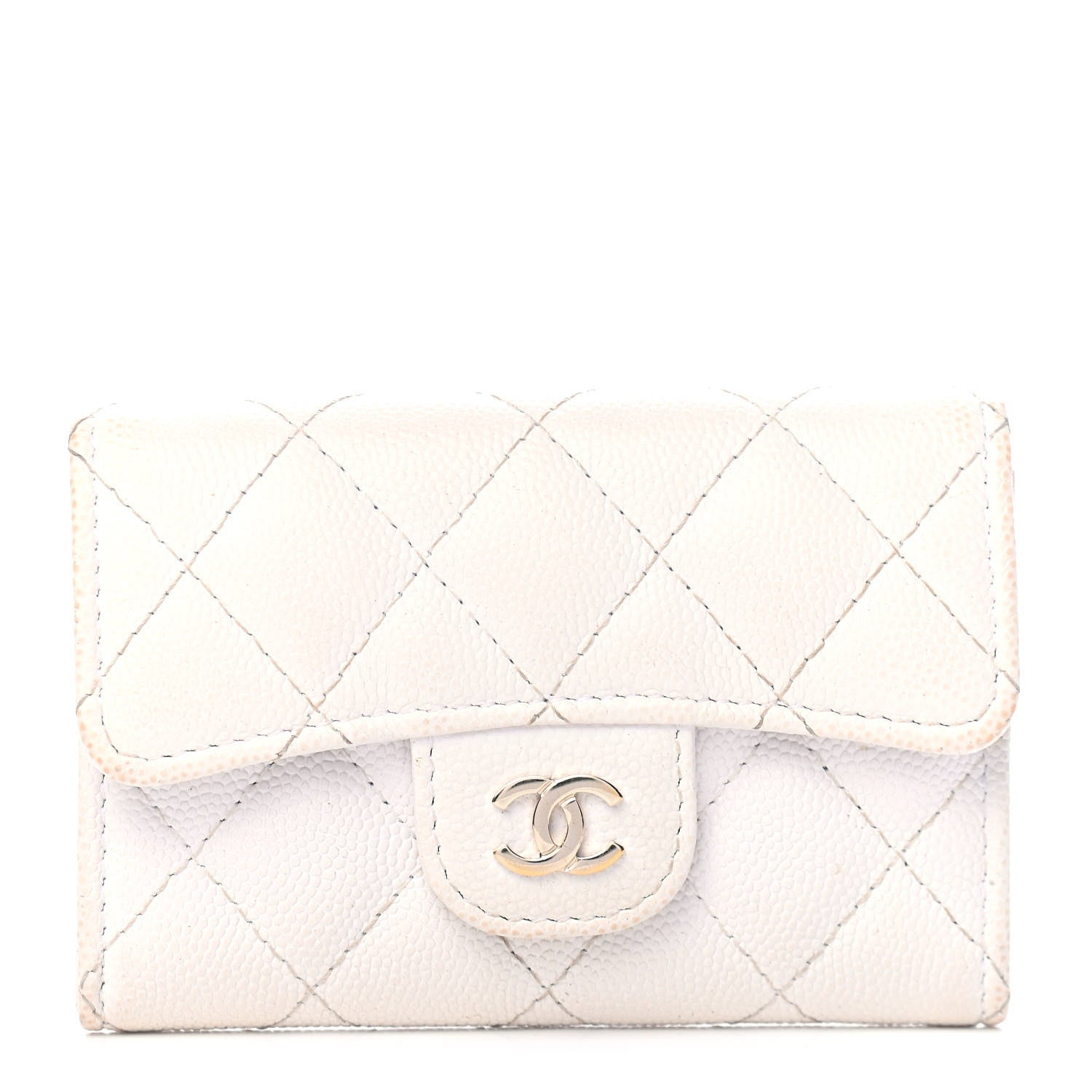 Chanel Caviar Quilted Flap Card Holder Wallet White 1 of 10