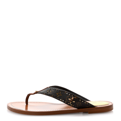 Louis Vuitton Monogram Sunny Flat Thong Sandals 38.5 Brown 1 of 9