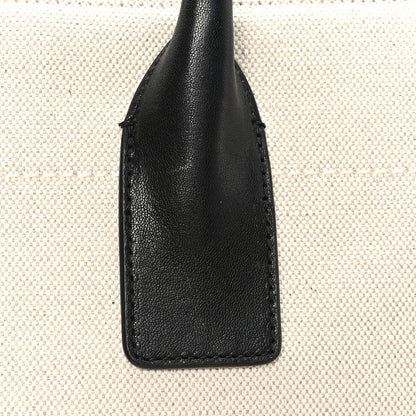 Saint Laurent Linen Calfskin Small Rive Gauche Tote Natural Black 11 of 11