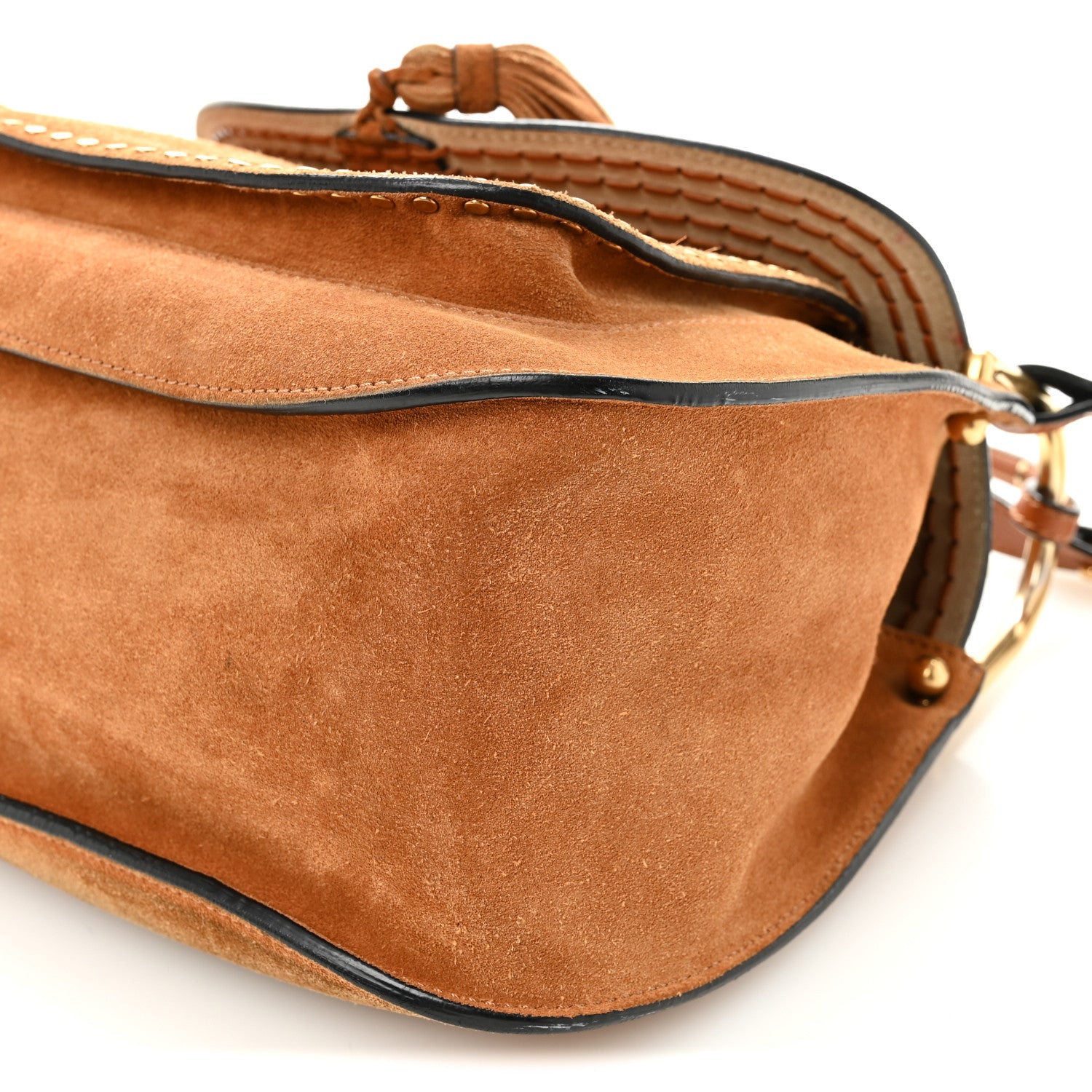 Chloe Suede Braided Medium Hudson Double Carry Shoulder Bag Caramel 9 of 10