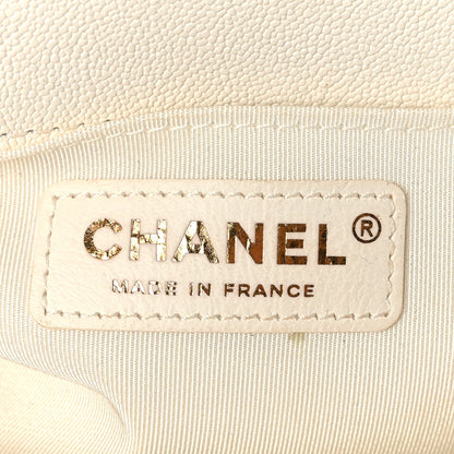 Chanel Caviar Chevron Quilted Medium Boy Flap White 6 of 9