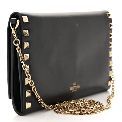 Valentino Garavani Vitello Rockstud Flap Wallet On Chain Black 3 of 15