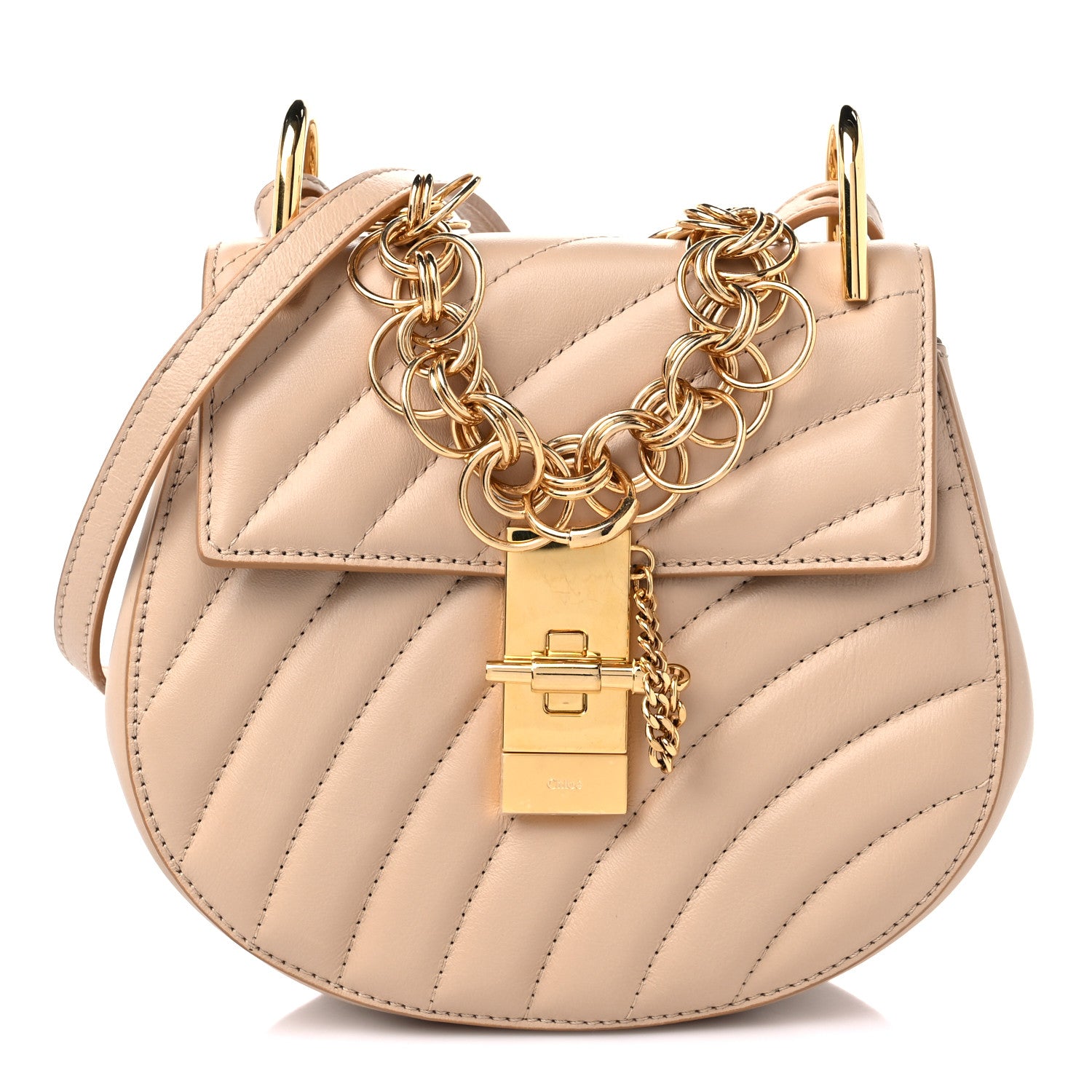 Chloe Calfskin Quilted Mini Drew Bijou Shoulder Bag Pearl Beige 1 of 8