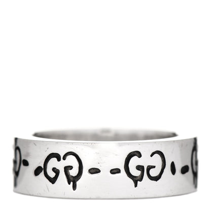Gucci Sterling Silver Narrow GucciGhost Hamlet Skull Ring 50 5.5 3 of 6