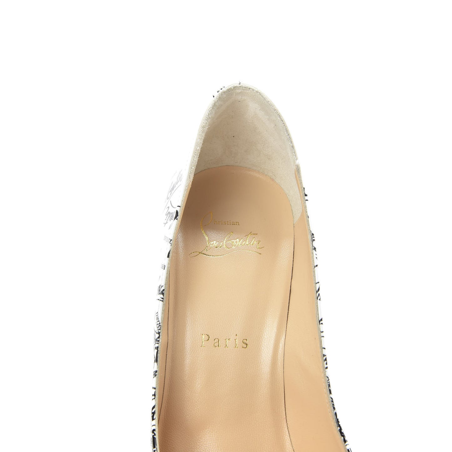 Patent Degraloubi Printed Pigalle Follies 100 Pumps 37.5 Black