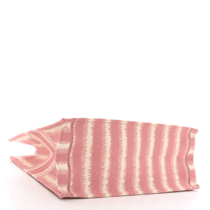 Christian Dior Canvas Embroidered Large Striped Book Tote Pink 4 of 9