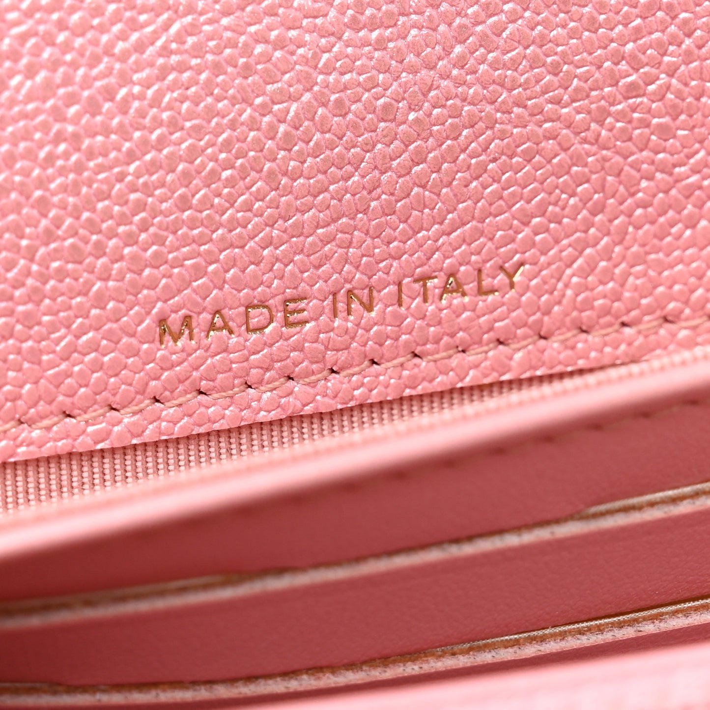 Iridescent Caviar Quilted Medium Flap Wallet Rose Pink