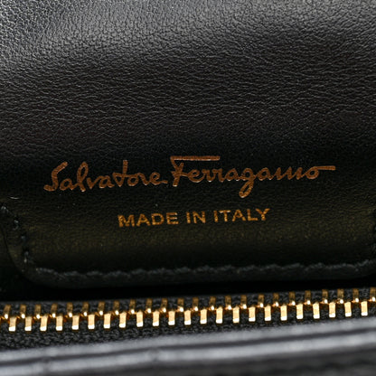 Salvatore Ferragamo Calfskin Quilted Gancini Mini Crossbody Flap Bag Black 6 of 9