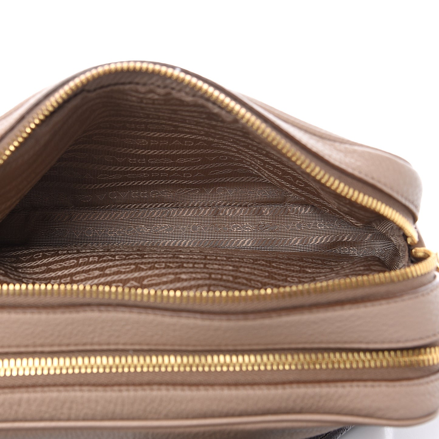 Vitello Daino Medium Double Zip Shoulder Bag Cammeo
