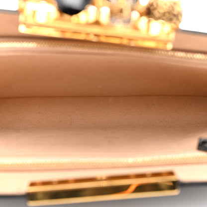 Alexander McQueen Calfskin Crocodile Embossed Knuckle Flat Clutch Black Gold 5 of 10