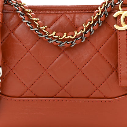Chanel Aged Calfskin Quilted Small Gabrielle Hobo Red 8 of 11