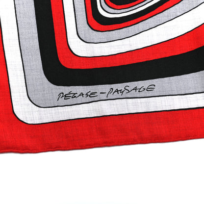 Hermes Cashmere Silk Pegase Paysage Shawl 140 Rouge Gris Chine Noir 5 of 5